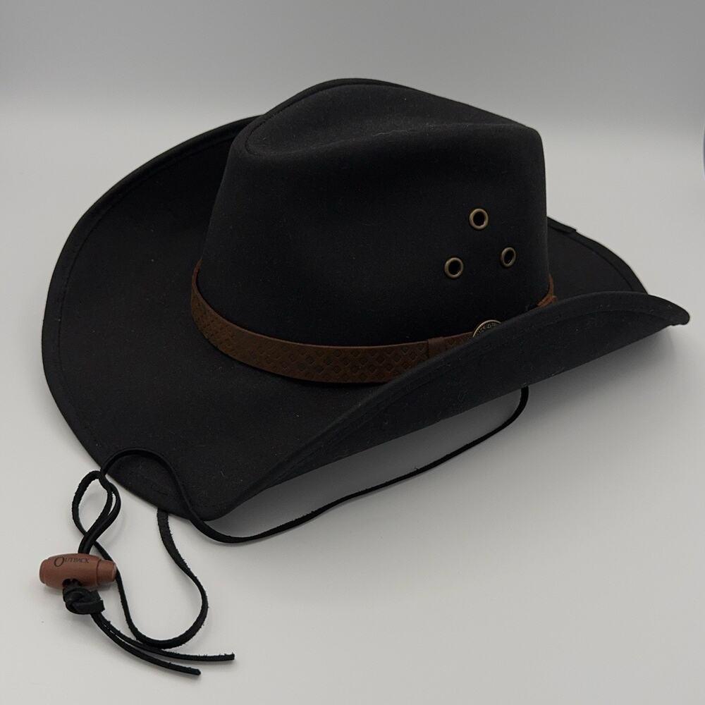 Outback Trading Men's Trapper Waterproof Oilskin Black Hat 1481-BLK Western